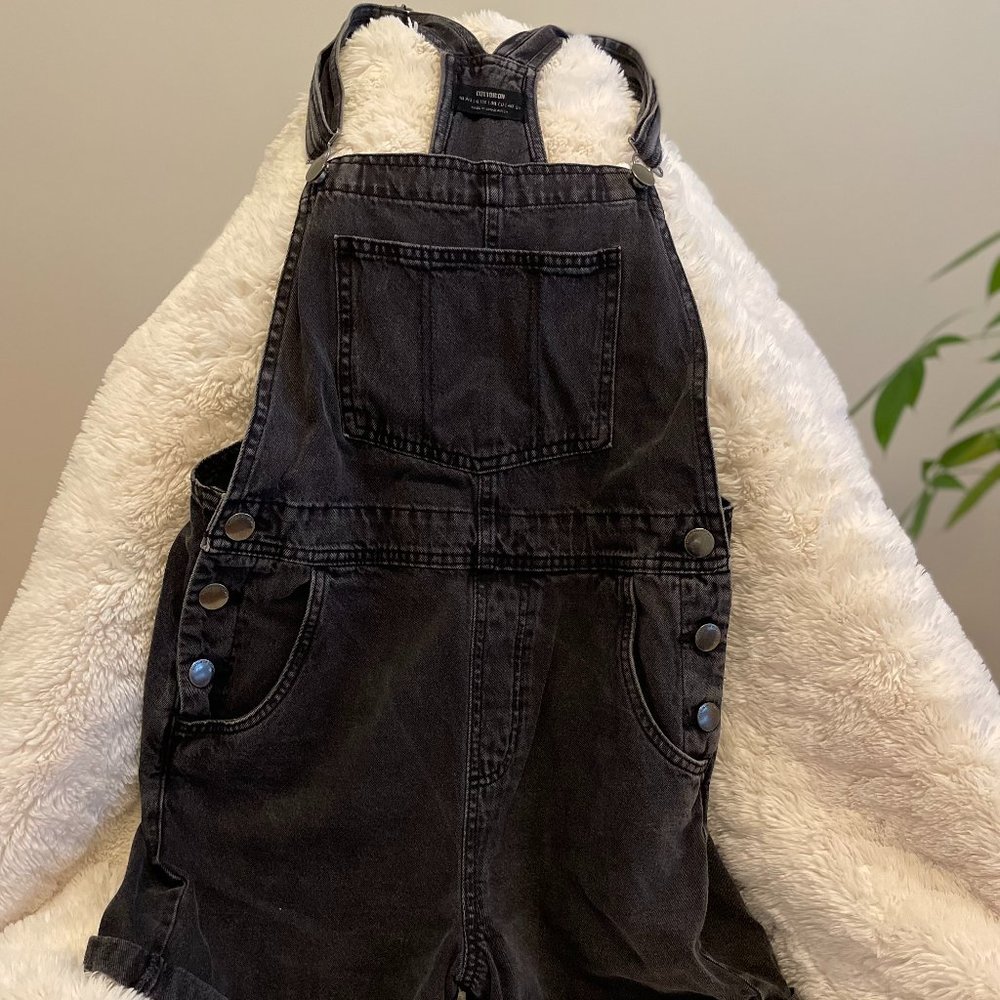 Cotton On: Black Denim Overall Shorts